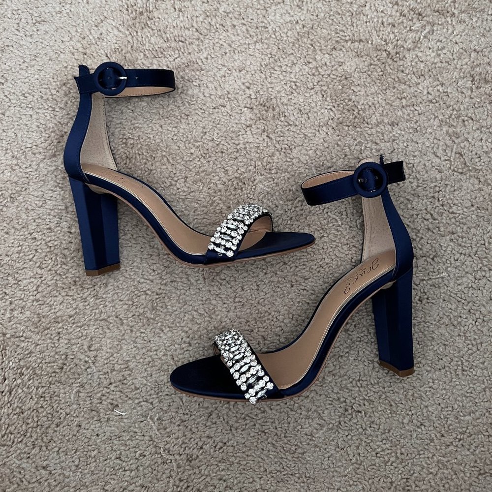 BADGLEY MISCHKA Royal Blue Strap Heels